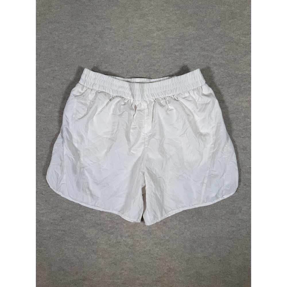 Lululemon Running Shorts Womens XL White Lined Zip Pocket Split Hem 4 In